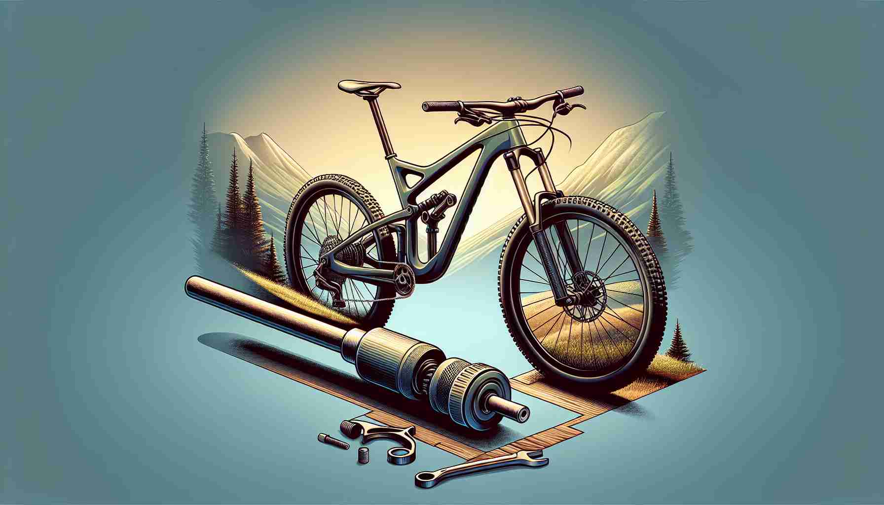 Generate a high-definition, realistic illustration representing the concept of upgrading a mountain bike with an affordable dropper post. The scene could feature a mountain bike with its old part next to it, and a new dropper post ready to be installed. Show the bike and the new dropper post in clear detail, demonstrating the difference and the potential enhancement it could bring to the biking experience.